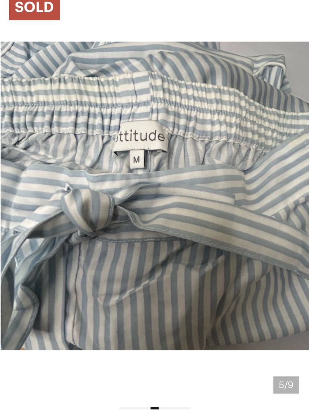 Ettitude light Blue and White Striped Elastic Waist Pants brand new ! Softy